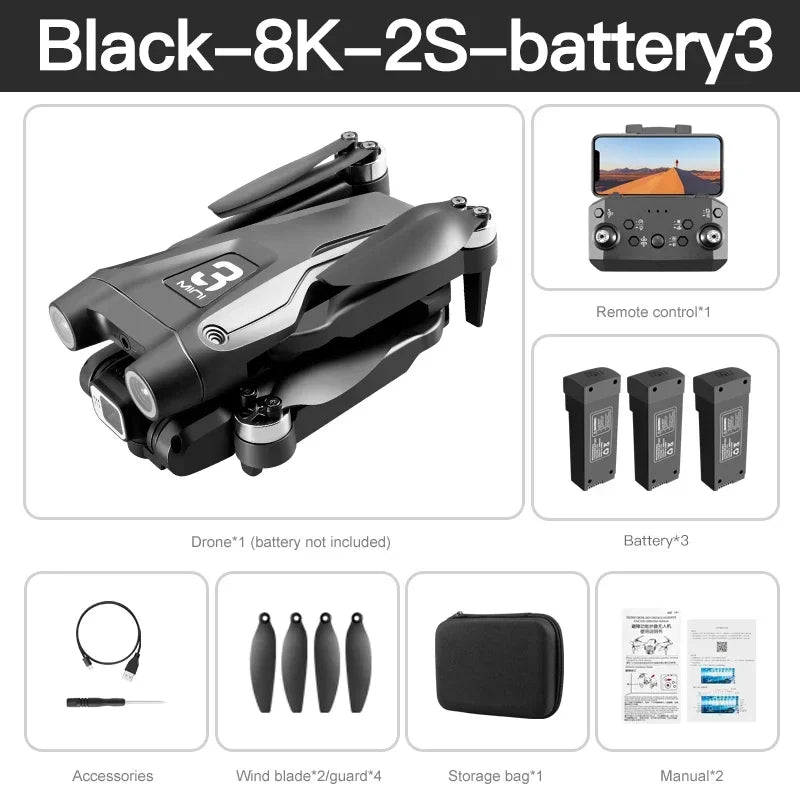 4K Drone Professional 8K GPS Drone Optical Flow 3sided Obstacle Avoidance Quadcopter RC Toys