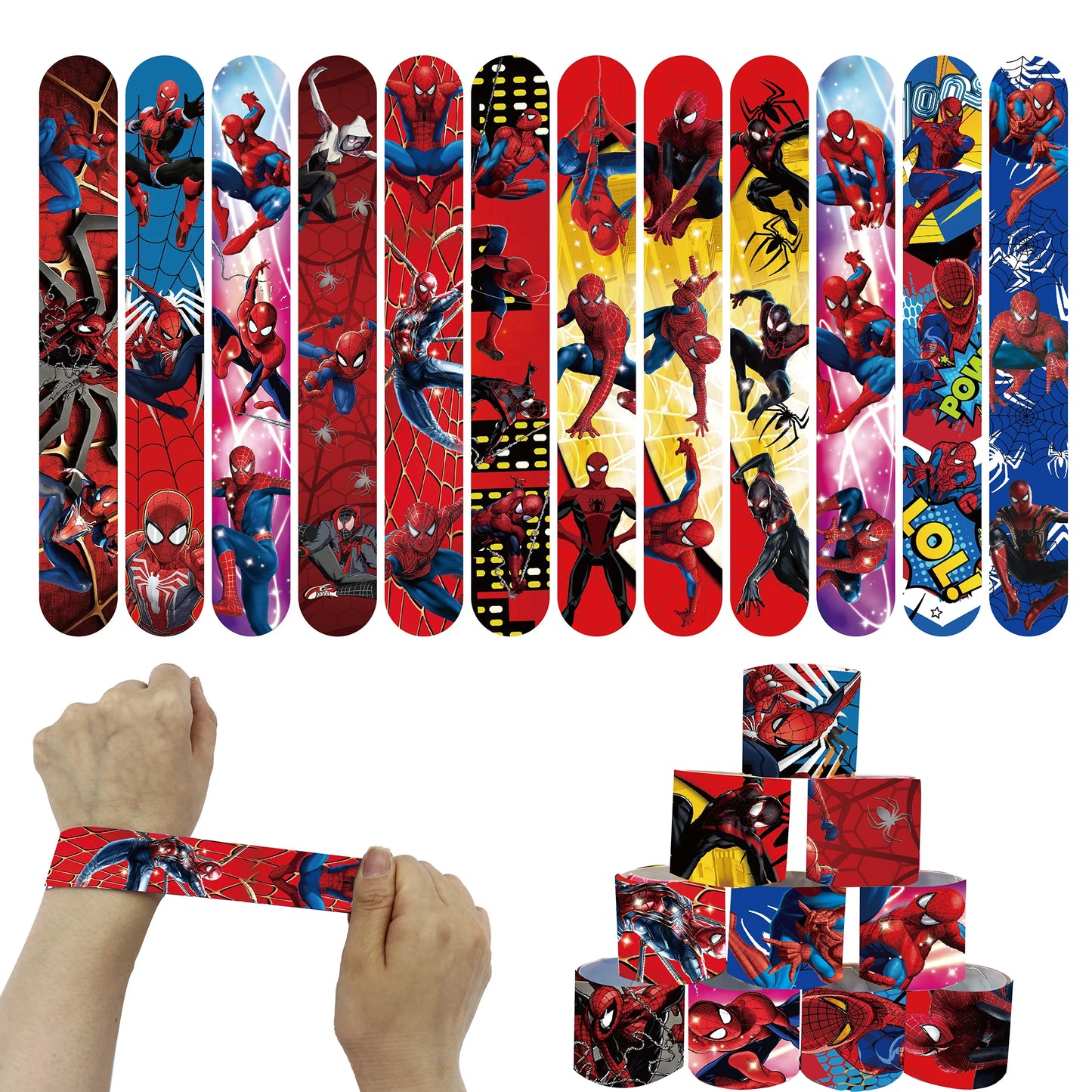 Disney Spiderman Party Kids Favor Toys includes Slap Bracelets Tattoo Stickers Blowouts Gifts Bags Set for Party Decorations