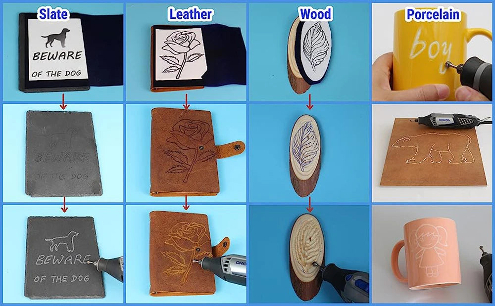 10PCS Carbide Burr Set Compatible with Dremel 1/8" Shank Die Grinder Rotary Tool Rasp Bits Wood Metal Carving Electric Grinding