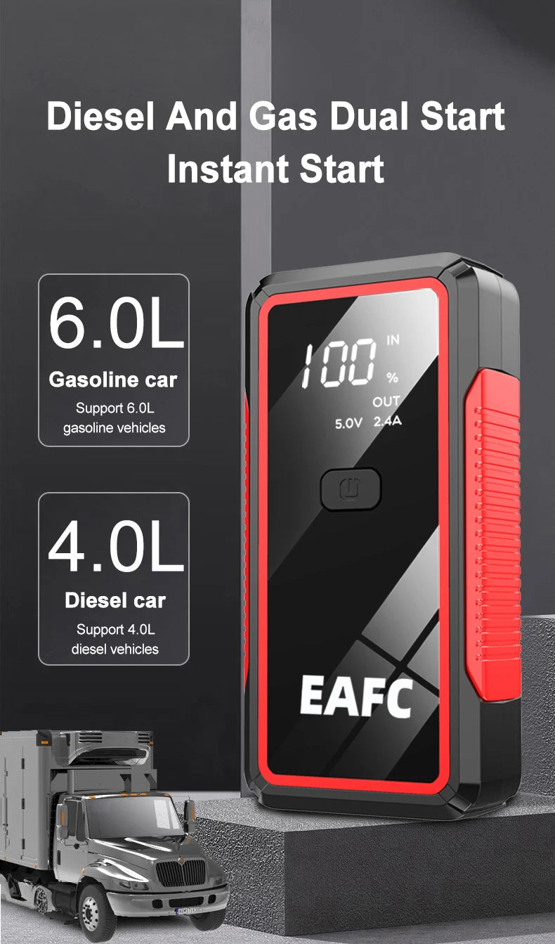 12V Car Jump Starter 600A-2000A Car Battery Starter Booster Emergency Start Portable Power Bank