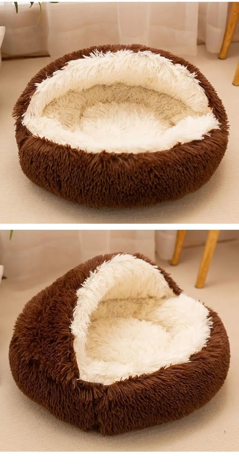 2 in 1 Soft Plush Pet Bed 50CM with Cover Round Pet Puppy Mattress for Small Dogs Cats