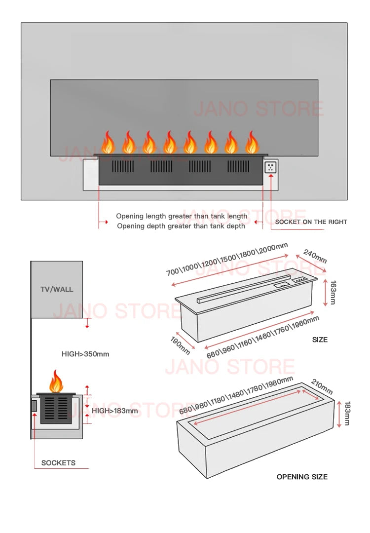 Water Vapor Fireplace Germicidal UV Lamps Customized 3D Flame Electric Fireplace Tv Stand