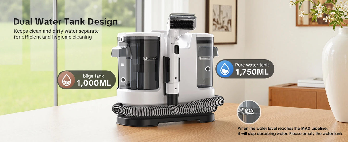 Lubluelu V8 800W Hot Water Carpet Cleaner  60°C Deep Clean Pet Stains 15kPa Strong Suction 5M Long Power Cord 1.75L Tank