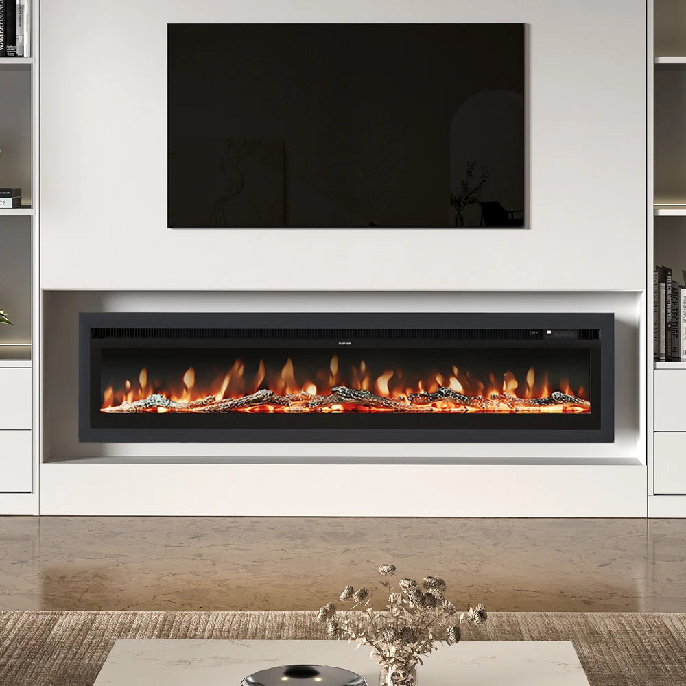 70/80 Inch Electric Fireplace with Remote 12 Flame Colours 1800W Home Decoration