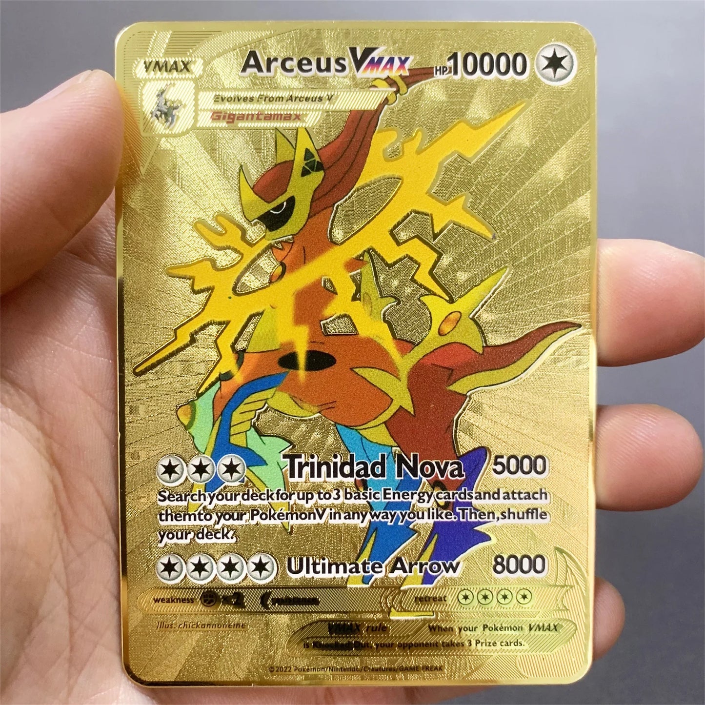 10000 Arceus Vmax DIY Golden Pokemon Metal Cards English in Iron Pokmo Letters Collection Card