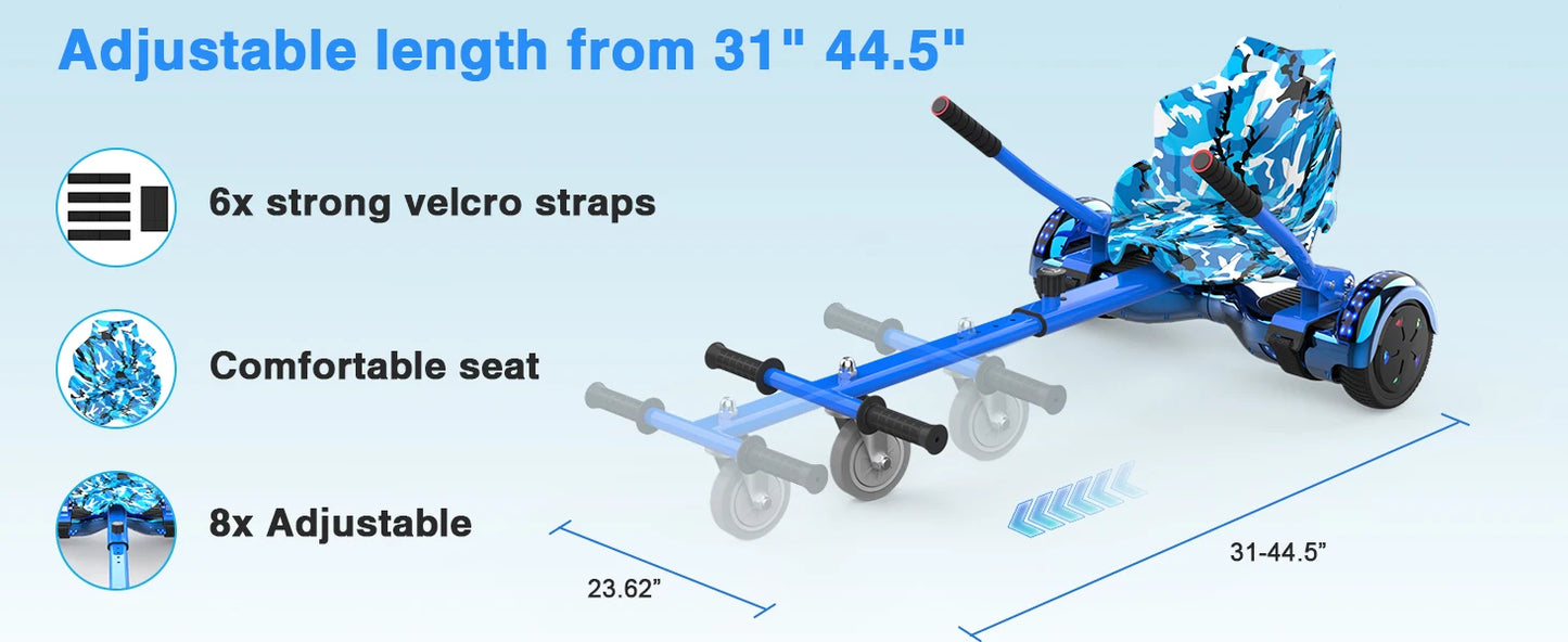 RCB 6.5-Inch Hoverboard with Go-Kart, Non-Slip Tire, LED Lights, Built-in Safety System, Electric Hoverboard for Kids & Adults
