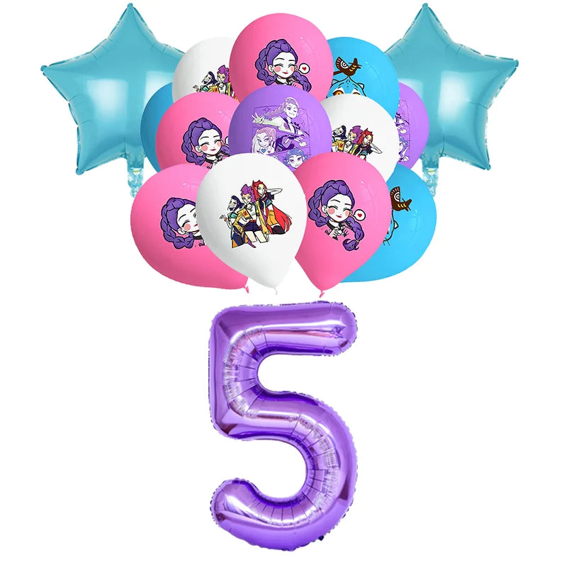 NEW Kpop Demon Hunter Decoration Birthday Supplies Kpop Birthday Theme Ballons Plate Cup Napkin Gift Bag Background Party Favor