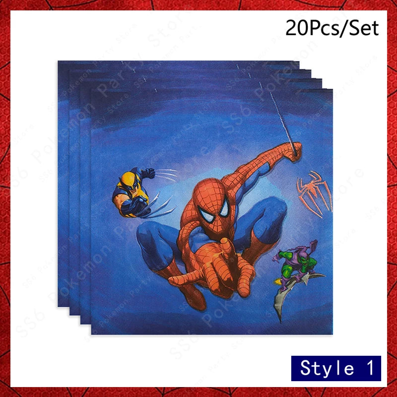 Spiderman Birthday Party Decorations Disposable Tableware Plate Cup Napkins Bags Supplies Set