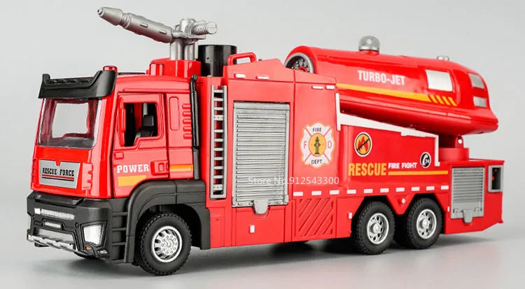1:32 Scale Water Spray Fire Truck Model Ladder Trucks Toy Car Sound Light Christmas Gift