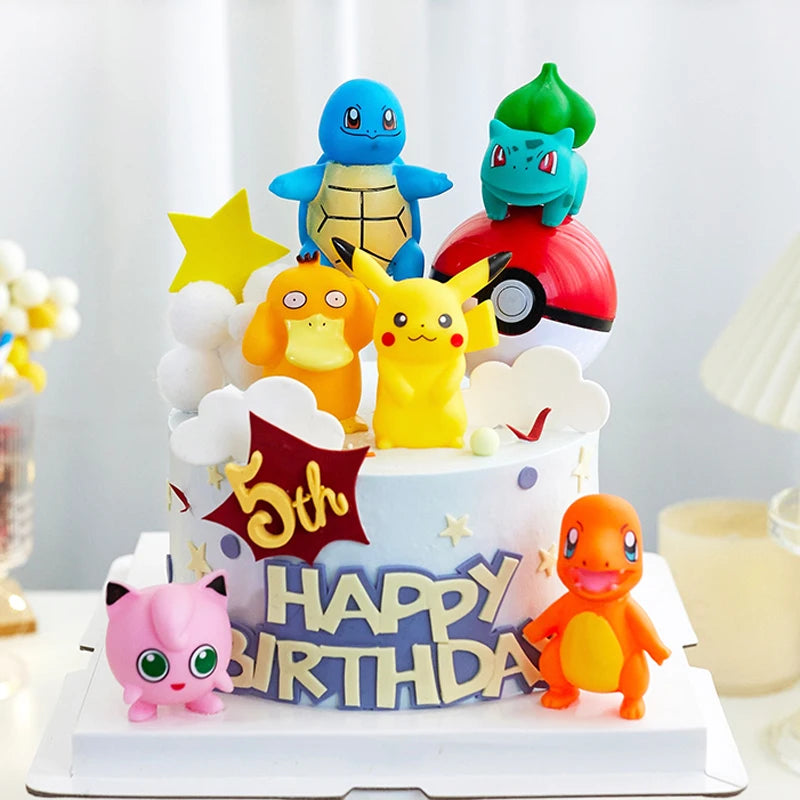 15Pcs/Set Pokemon Cake Topper Pikachu Anime Figure Party Birthday Pokemon Cake Decoration Supplies Ornaments