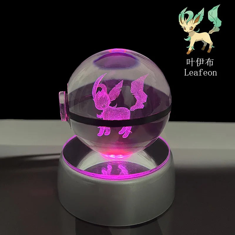 Pokemon 3D Crystal Ball Pikachu Gengar Eevee Mewtwo Anime Led Night Light
