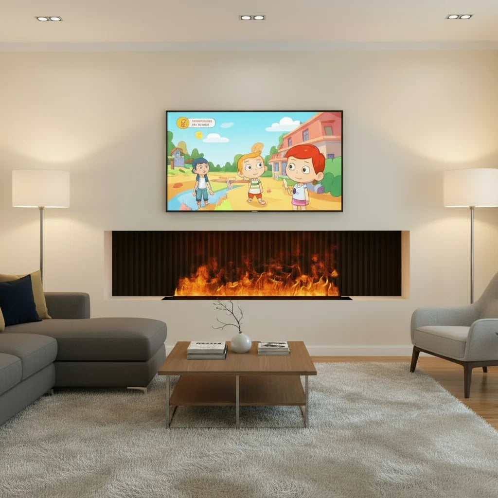 Water Vapor Fireplace Germicidal UV Lamps Customized 3D Flame Electric Fireplace Tv Stand