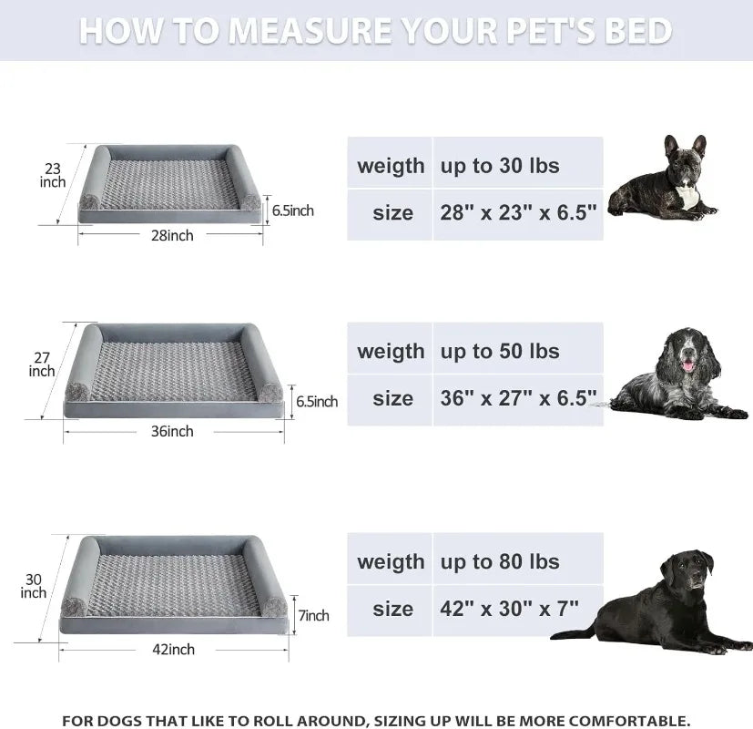 Pet Dog Bed Sofa Mats Orthopedic Foam Cat Beds Kennel with Removable Washable Cover For Extra Large Medium Small Dogs