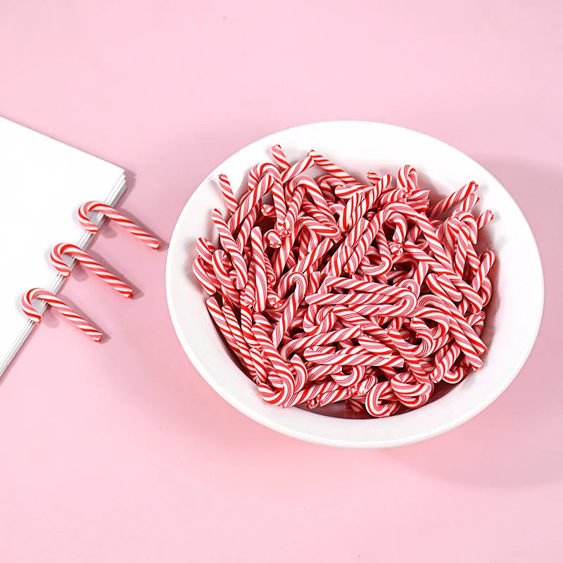 10/30/50Pcs Mini Candy Cane Christmas Decoration Red White Resin Candy DIY Crafts Xmas Home Decor