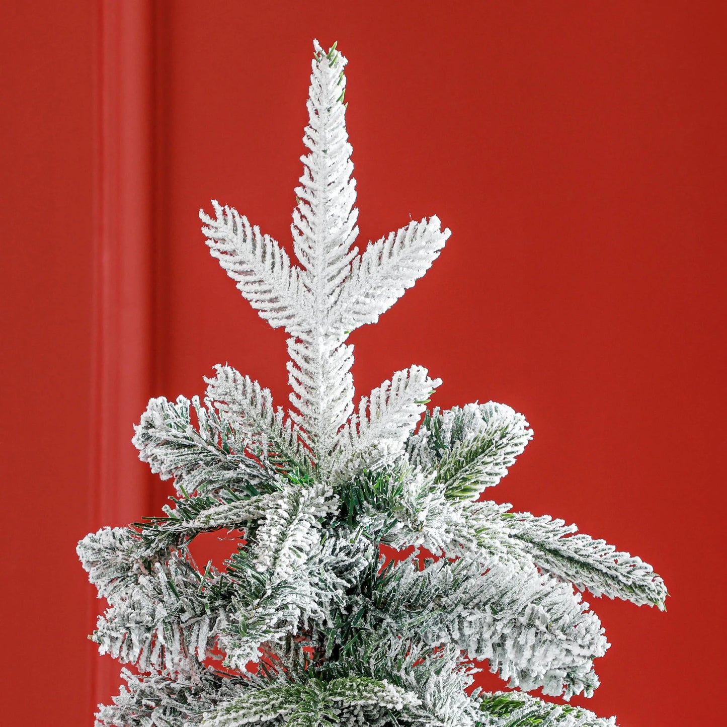 6ft Flocked Pencil Christmas Tree with Auto Open, Steel Base