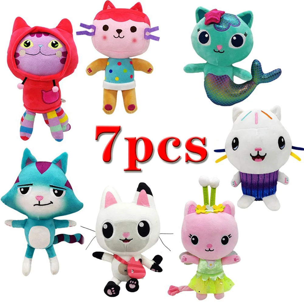 25cm 7-piece Gabby Doll House Plush Toy Perfect Kids Christmas Gift