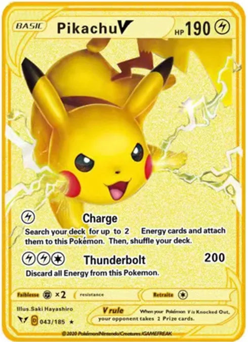 Pokemon English Metal Card Anime Pikachu Charizard Mewtwo Blastoise Vmax Shiny Letters Collection