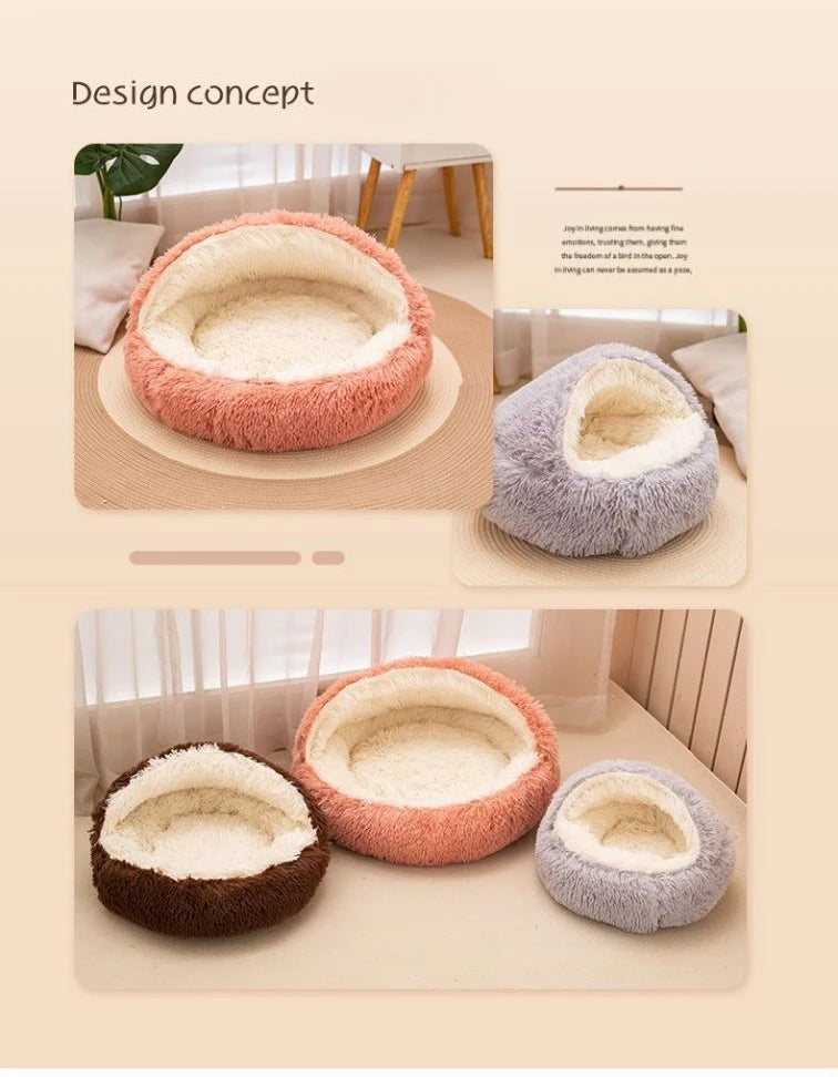 2 in 1 Soft Plush Pet Bed 50CM with Cover Round Pet Puppy Mattress for Small Dogs Cats