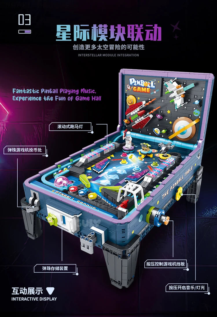 60526 MOC Idea Game Machine Pinball Table Building Blocks Bricks Assembling DIY Toys for Christmas Gift Set