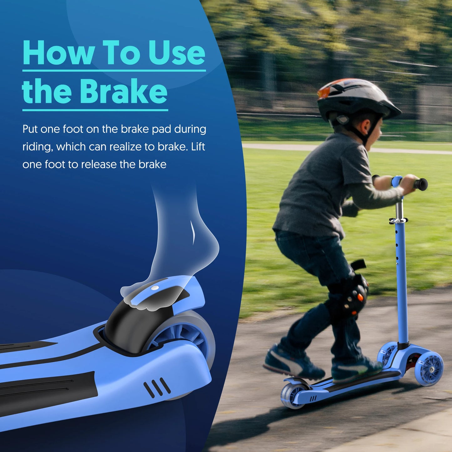 Adjustable foldable pedal Kids Scooter Light-Up 3 Wheels Adjustable Height to Steer for Ages 3-10