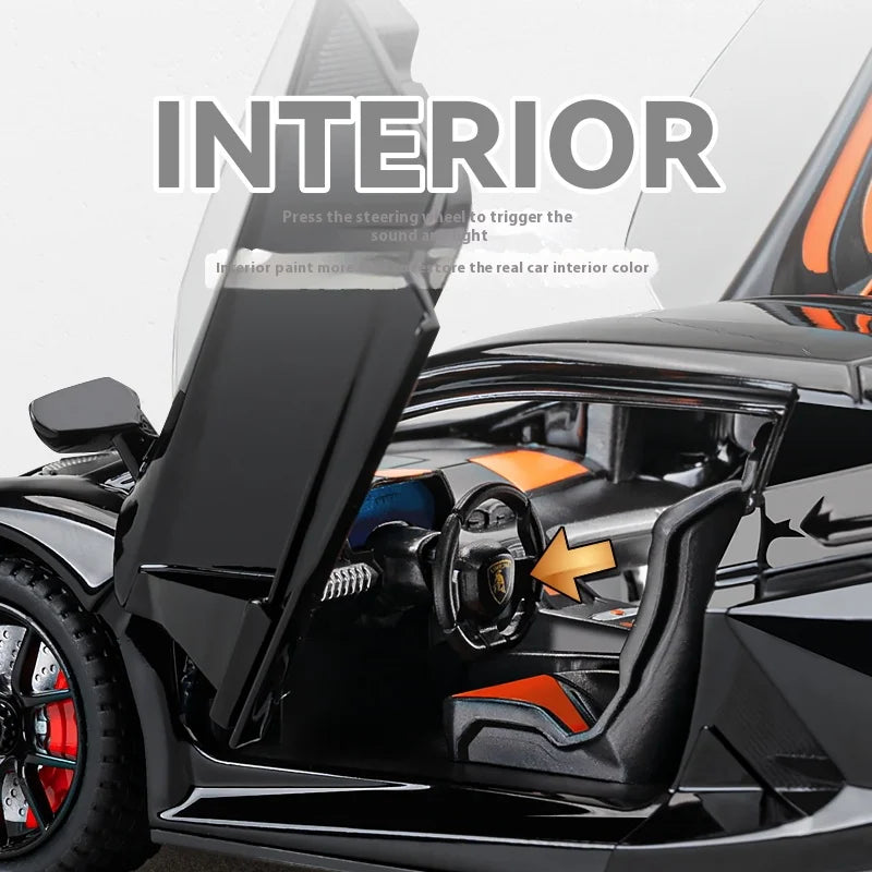 1:24 Rambo Revuelto Alloy Die-cast Car Model Toys, Four-door Sports Car Model