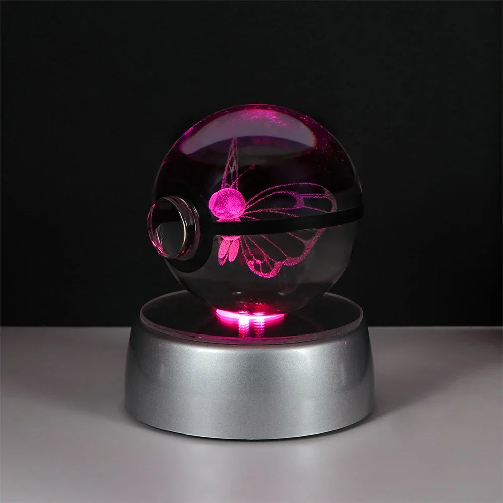 Pokemon 3D Crystal Ball Pikachu Gengar Eevee Mewtwo Anime Led Night Light