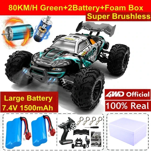 4WD 1:16 80KM/H Super Brushless 50KM/H Brushed RC Car 4x4 Off Road High Speed Drift Racing Truck Toy Kids Adults