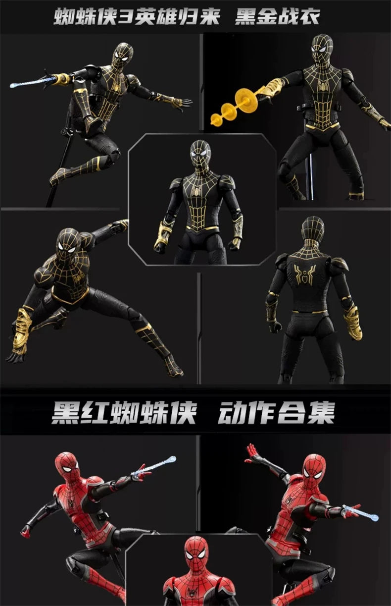 Spider Man No Way Home Action Figure Peter Parker Gold Black Red Model  Adult Collectible Toy