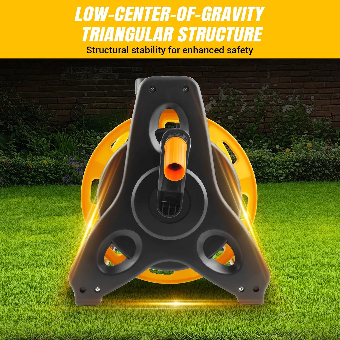 15/25/30M Garden Hose Reel Floor Standing Heavy Duty with Nozzle 7 Patterns & Fittings