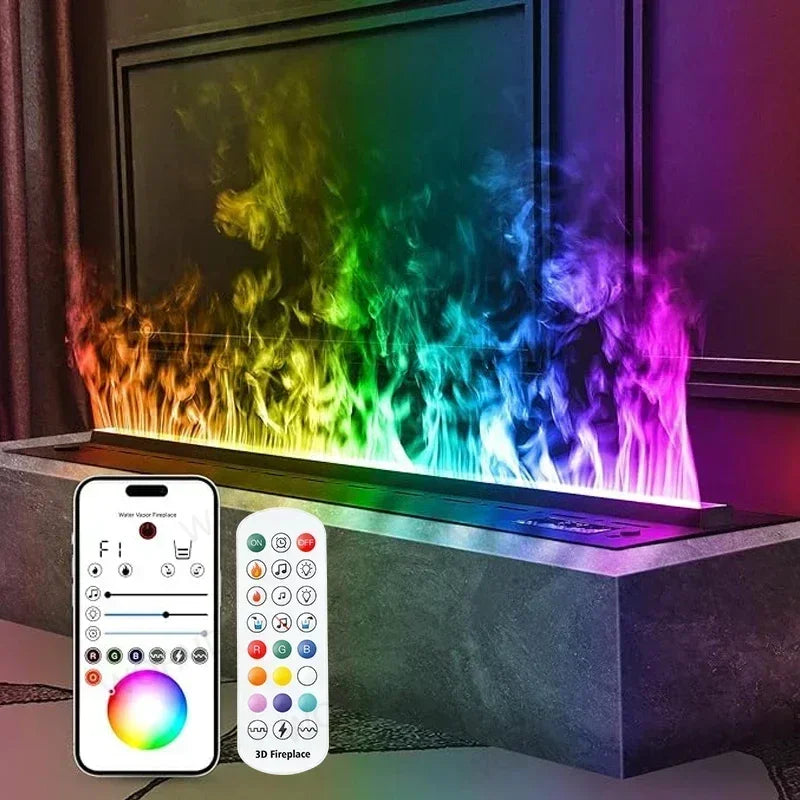 3D Vapor Electric Fireplace For Living Room Smart Simulated Flame Atomization App Control Fireplace TV Stand