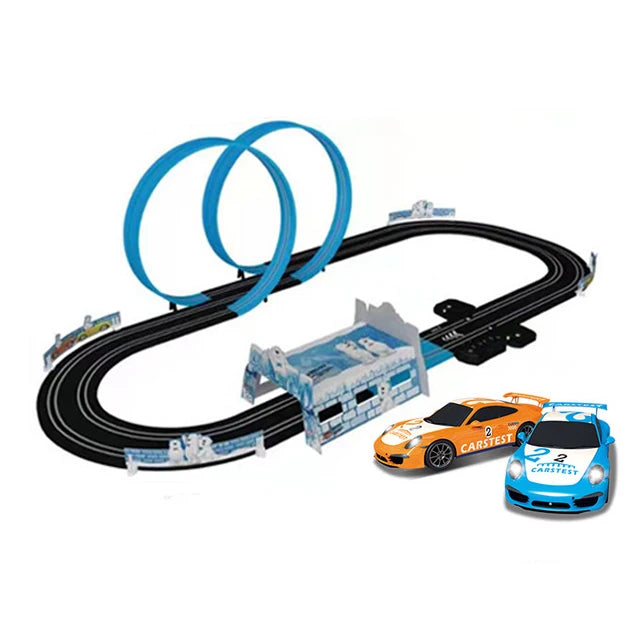 Electric Railway Track Set Double Remote Control Car Racing Track Autorama Circuit Toy For Children Gift
