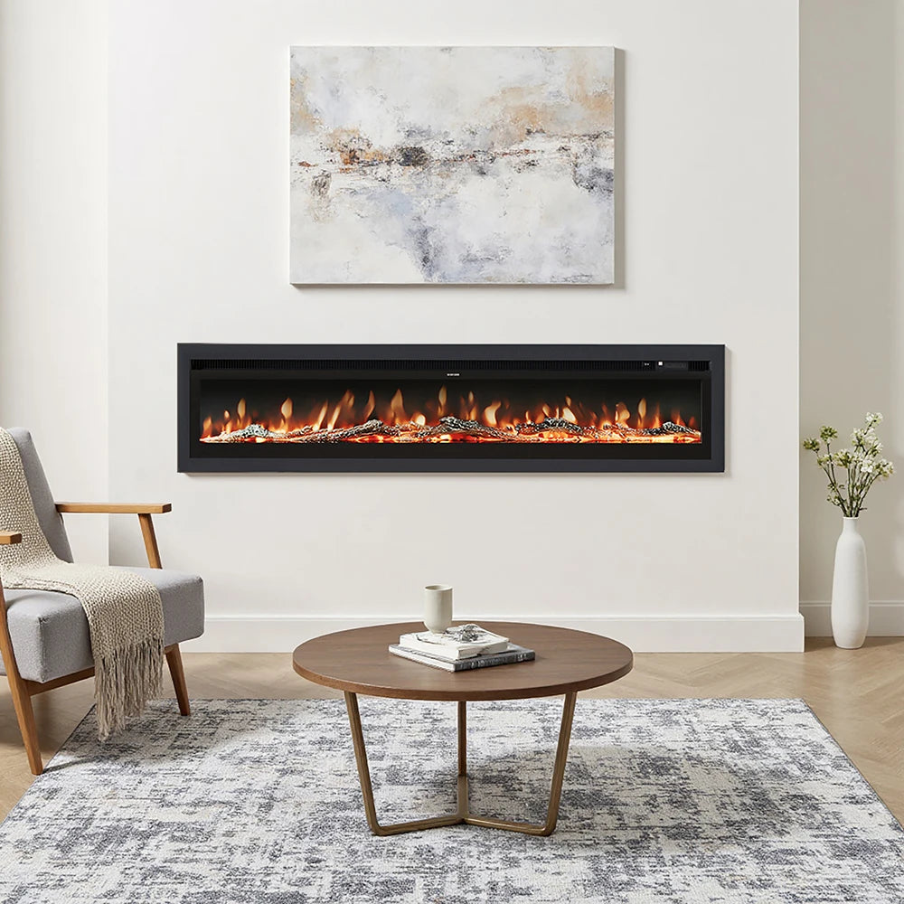 70/80 Inch Electric Fireplace with Remote 12 Flame Colours 1800W Home Decoration