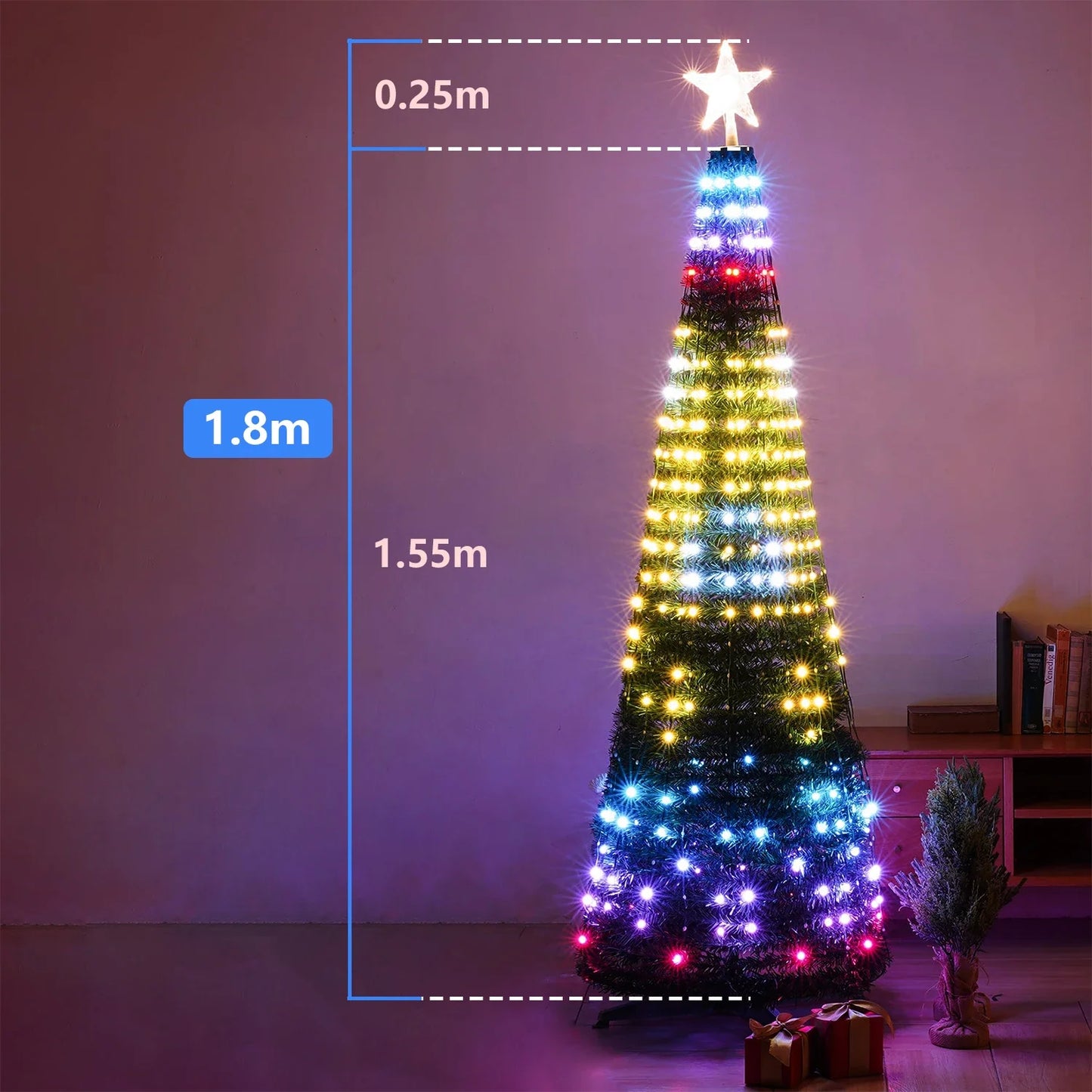 Christmas Tree Star Lights Smart RGB with Remote Timer Music Sync Bluetooth App Controlled