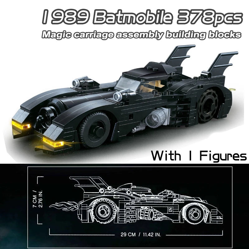 Super Heroes Series Batmobile Building Blocks 1989 Classic Bat Chariot Car Model