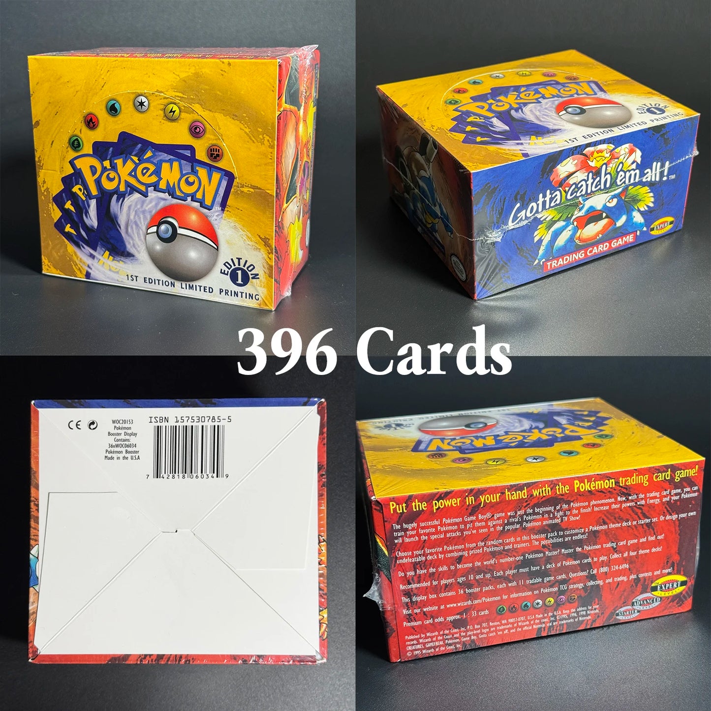 PTCG Proxy Cards Booster 36 Packs/BOX Base Set Pokemon Cards TCG Homemade Collectible Card 1ST Edition Base Set Toy Gifts PTCG