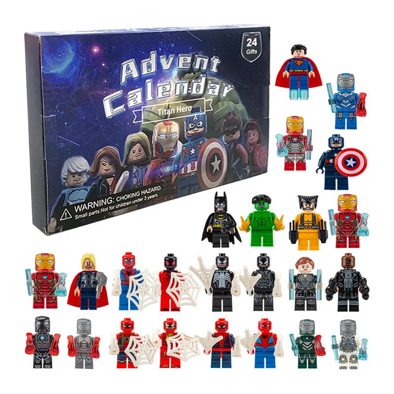 Disney Marvel Advent Calendar Box Anime Action Figure Model Building Blocks Christmas Kids Toys