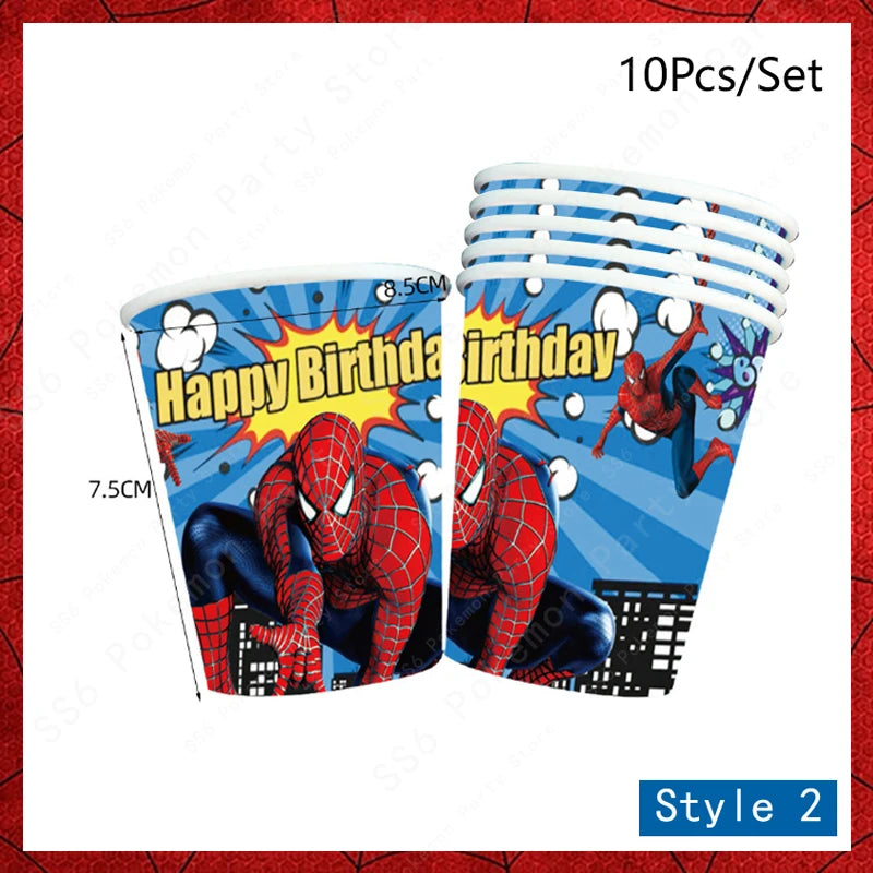 Spiderman Birthday Party Decorations Disposable Tableware Plate Cup Napkins Bags Supplies Set