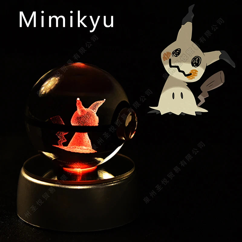 Pokemon Crystal Ball 3D Pikachu Gengar Mewtwo Night Light Lamp