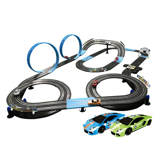 Electric Railway Track Set Double Remote Control Car Racing Track Autorama Circuit Toy For Children Gift
