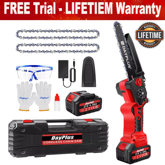 8Inch Cordless Electric Chainsaw Brushless + 4.0Ah Battery,One-Handed Portable