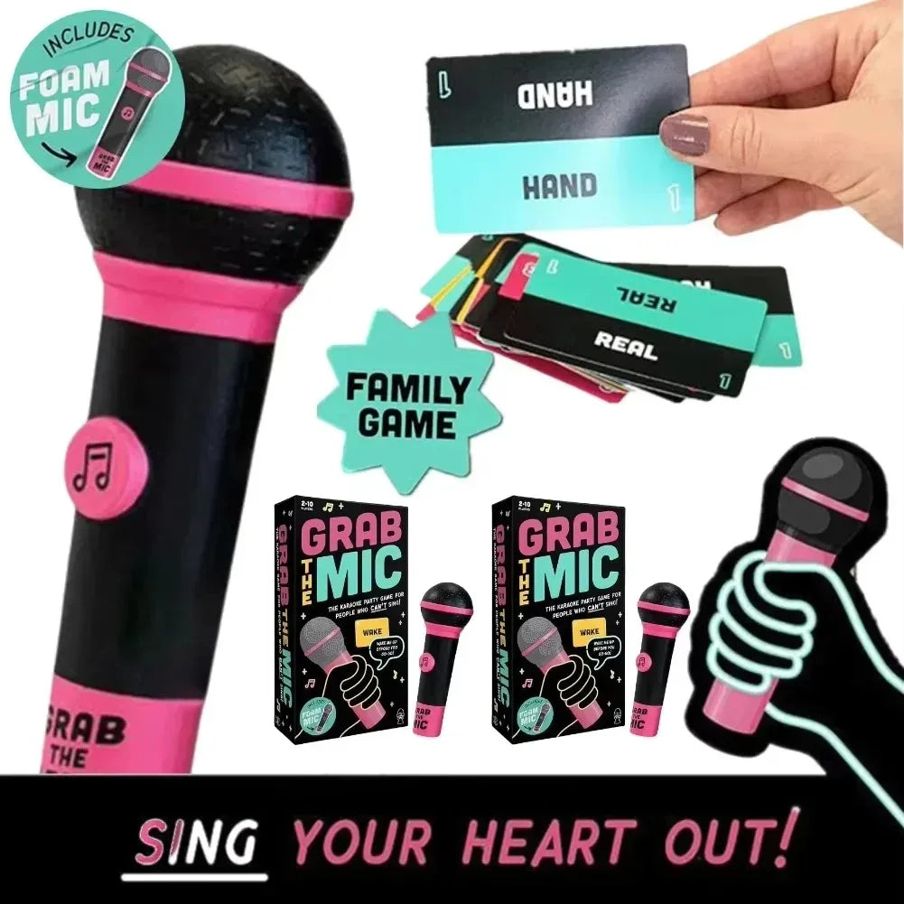 Exciting Grab The Mic The Family Karaoke Game 2-10Players 125Lyric Cards  For Family Party