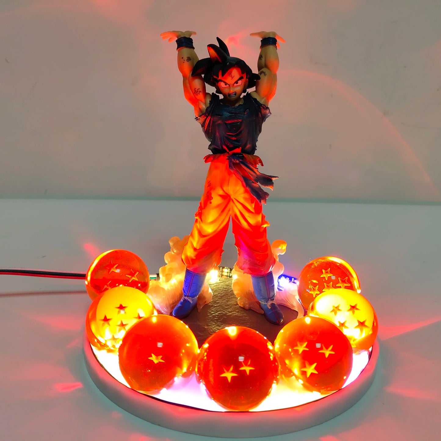 Dragon Ball Anime Son Goku Spirit Bomb with Ball Lamp Led Bulb Action Figures Model Figurine Figure & Base & Lamp DIY Decoration