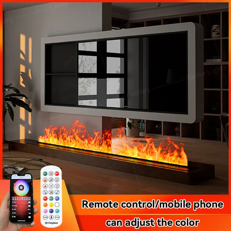 3D Water Electric Fireplace Mist Embedded Remote Control APP Interior Decoration