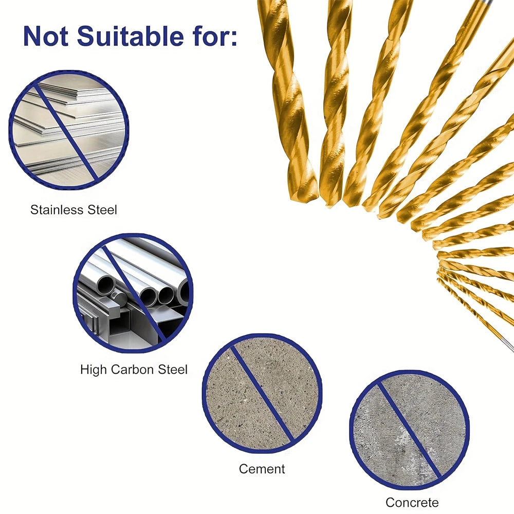 99Pcs HSS 4241 Twist Drill Bit Set Anti-rust Wear Protection Round Shank Titanium Drill Bits