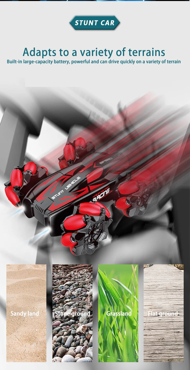 F1 RC Drift Car With Music Led Lights 2.4G Glove Gesture Radio Remote Control Spray Stunt Cars