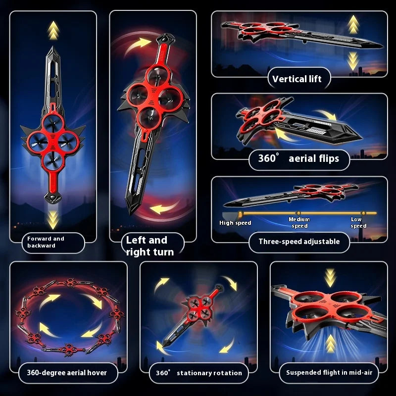70cm Remote Flying Sword Drone,Rc Glider For Adults,3-Speed Stunt Hand Remote Controlled,Drop-Resistant Material,360° Stunt Flip