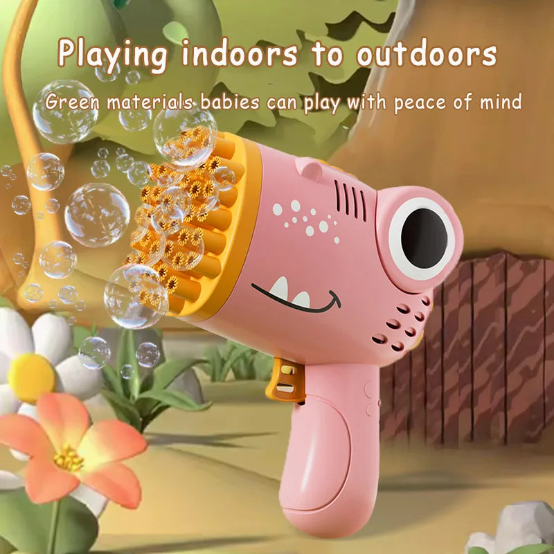 40 Hole Dinosaur Handheld Bubble Machine, Electric Bubble Gun Outdoor Toy