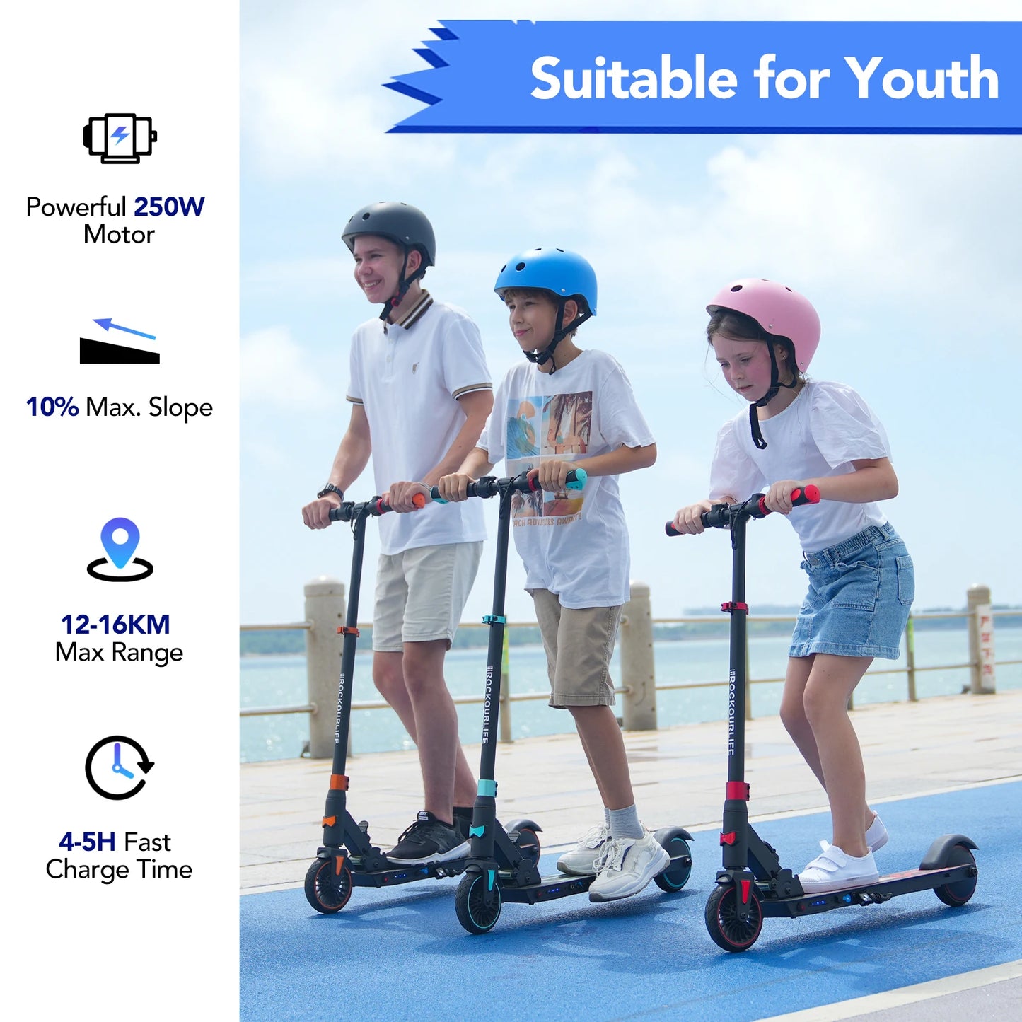 RCB Electric Scooter for Children Aged 8-12-16 Years, 7.55KG Foldable, Two Types of Braking