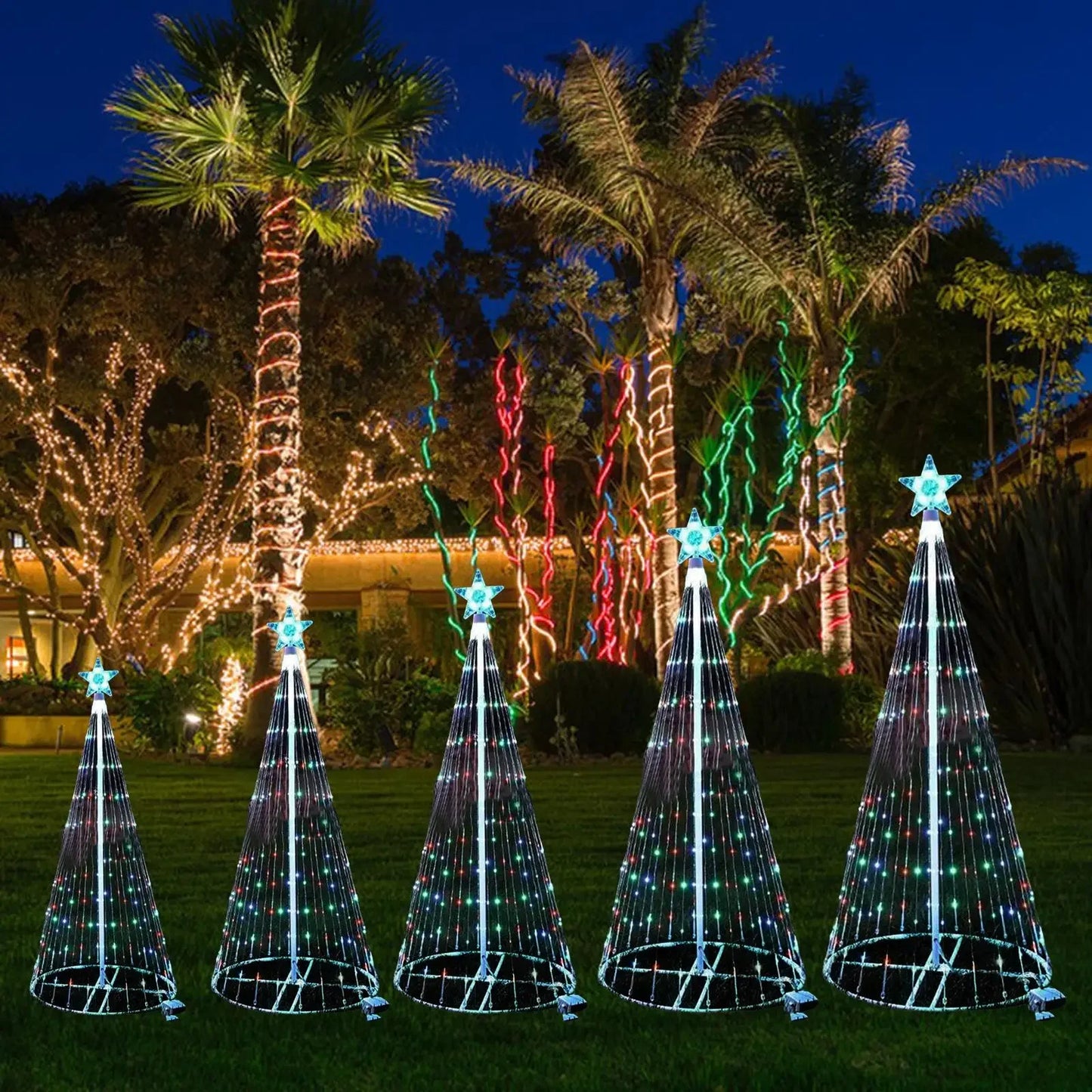 Control Christmas NEW LED Tree Indoor Outdoor Metal Ring Led String Decorative Light