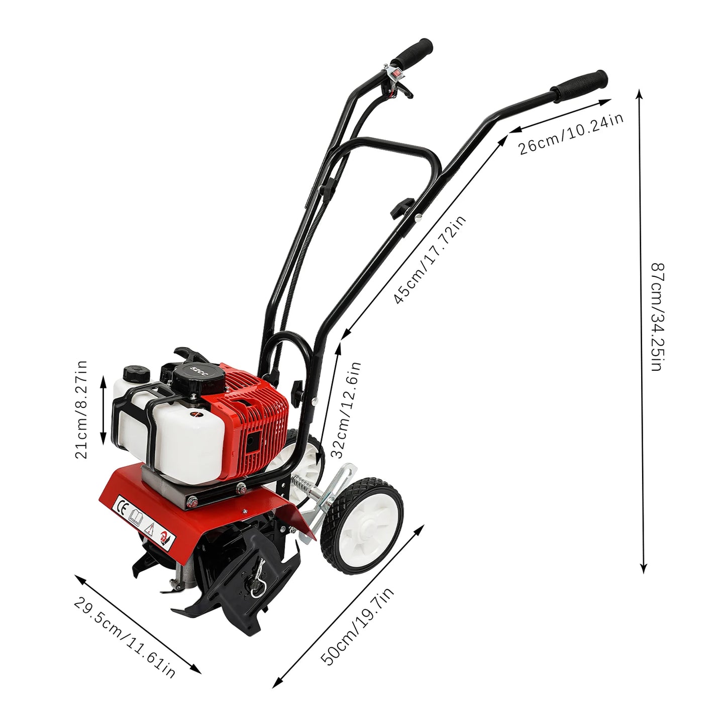 Powerful 52CC 1700W Garden Gasoline Tiller Cultivator Loosening Soil Machine
